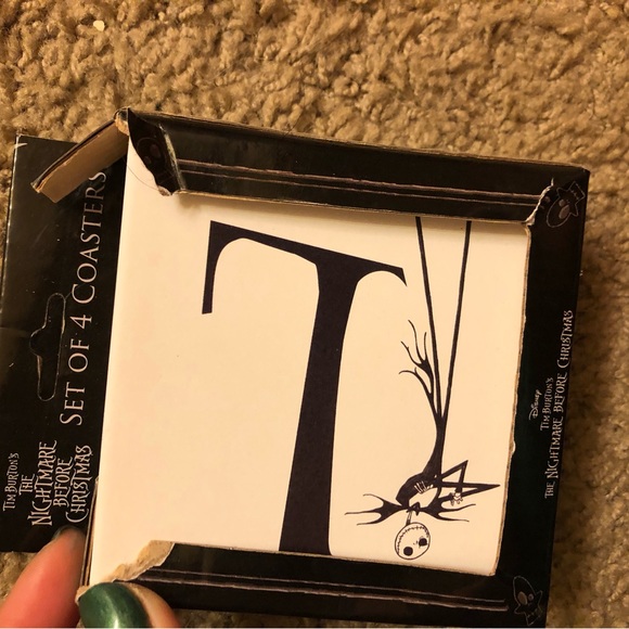 Monogram Initial " L" Nightmare Before Christmas Jack Skellington Coasters (4) - Picture 3 of 5